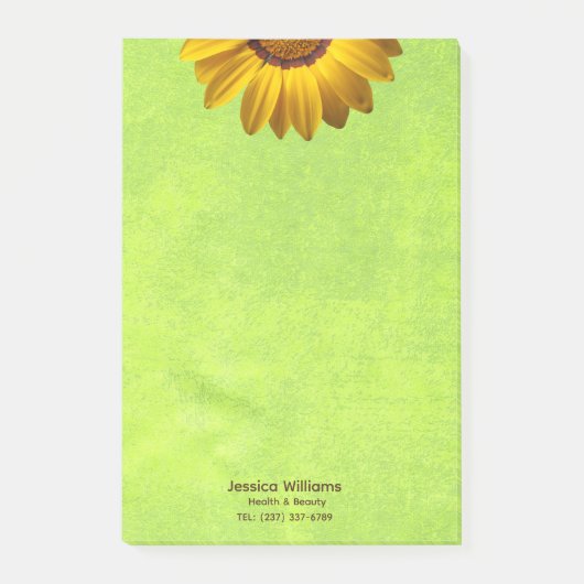 Gele bloemen op Abstract Groen Monogram Post-it® Notes (Voorkant)