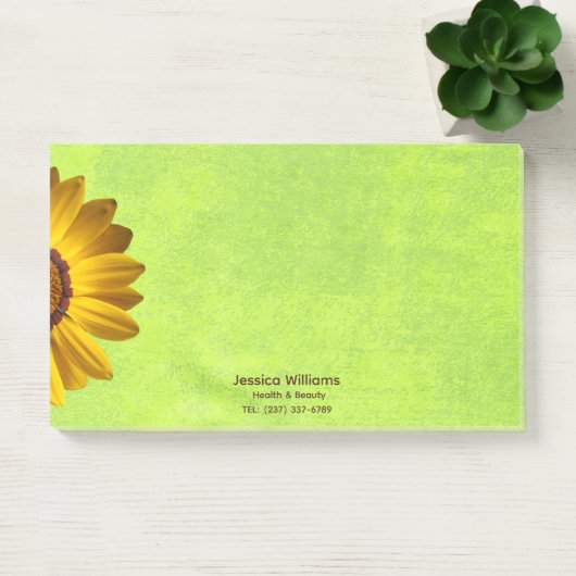 Gele bloemen op Abstract Groen Monogram Post-it® Notes (Kantoor)