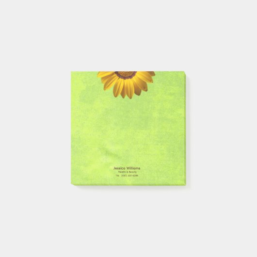 Gele bloemen op Abstract Groen Monogram Post-it® Notes (Voorkant)