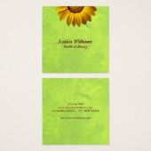 Gele bloemen op Abstract Groen Monogram Vierkante Visitekaartjes (Voorkant /achterkant)