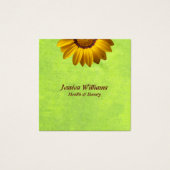 Gele bloemen op Abstract Groen Monogram Vierkante Visitekaartjes (Voorkant)