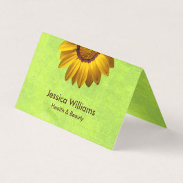 Gele bloemen op Abstract Groen Monogram Visitekaartje