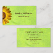 Gele bloemen op Abstract Groen Monogram Visitekaartje (Voorkant / Achterkant)