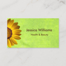 Gele bloemen op Abstract Groen Monogram Visitekaartje