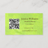 Gele bloemen op Abstract Groen Monogram Visitekaartje (Achterkant)
