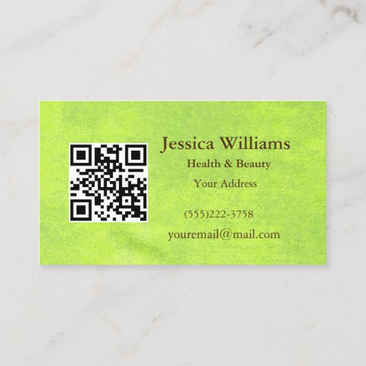 Gele bloemen op Abstract Groen Monogram Visitekaartje (Achterkant)