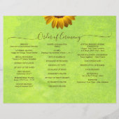 Gele Bloemen op Abstracte Groene Bruiloft Flyer (Achterkant)