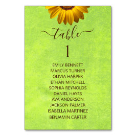 Gele Bloemen op Abstracte Groene Bruiloft Kaart