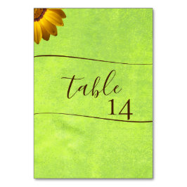 Gele Bloemen op Abstracte Groene Bruiloft Kaart