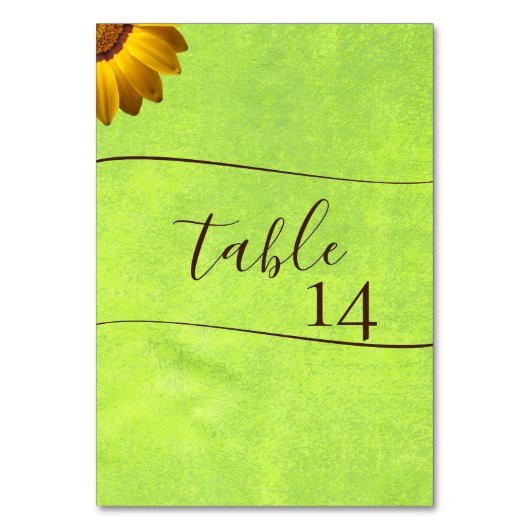 Gele Bloemen op Abstracte Groene Bruiloft Kaart (Voorkant)