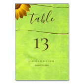 Gele Bloemen op Abstracte Groene Bruiloft Kaart (Voorkant)