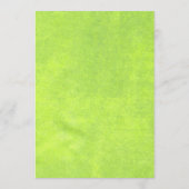 Gele Bloemen op Abstracte Groene Bruiloft Menu (Achterkant)