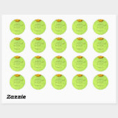 Gele Bloemen op Abstracte Groene Bruiloft Ronde Sticker (Vel)
