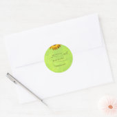 Gele Bloemen op Abstracte Groene Bruiloft Ronde Sticker (Envelop)