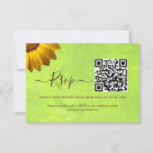 Gele Bloemen op Abstracte Groene Bruiloft RSVP Kaartje (Voorkant)
