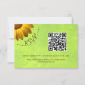 Gele Bloemen op Abstracte Groene Bruiloft RSVP Kaartje (Voorkant)