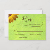 Gele Bloemen op Abstracte Groene Bruiloft RSVP Kaartje (Voorkant)