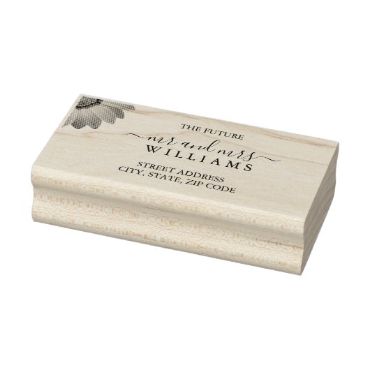 Gele Bloemen op Abstracte Groene Bruiloft Rubberstempel (Stempel)