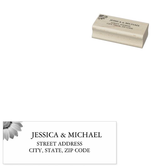 Gele Bloemen op Abstracte Groene Bruiloft Rubberstempel (Gestempeld)