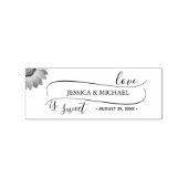 Gele Bloemen op Abstracte Groene Bruiloft Rubberstempel (Afrduk)