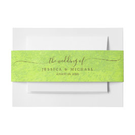 Gele Bloemen op Abstracte Groene Bruiloft Uitnodigingen Wikkel