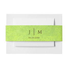 Gele Bloemen op Abstracte Groene Bruiloft Uitnodigingen Wikkel