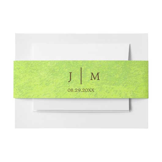 Gele Bloemen op Abstracte Groene Bruiloft Uitnodigingen Wikkel (Voorkant Voorbeeld)