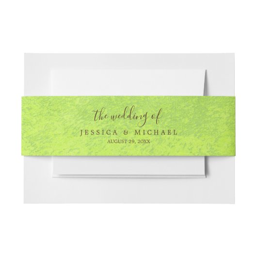 Gele Bloemen op Abstracte Groene Bruiloft Uitnodigingen Wikkel (Voorkant Voorbeeld)