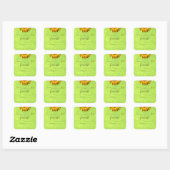 Gele Bloemen op Abstracte Groene Bruiloft Vierkante Sticker (Vel)