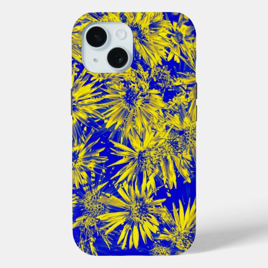 Gele Bloemen Op Blauw Case-Mate iPhone Case (Achterkant)
