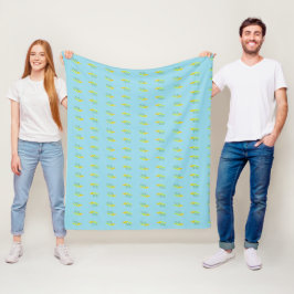 Gele bloemen op blauw fleece deken