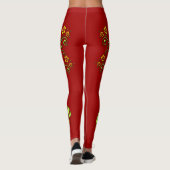 Gele bloemen op bruine wijnstokken Leggings (Achterkant)