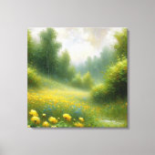Gele bloemen op een regenachtige dag canvas afdruk (Voorkant)