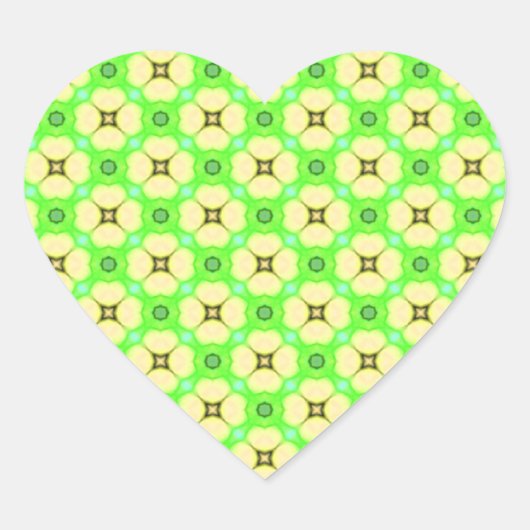 Gele bloemen op groen hart sticker (Voorkant)