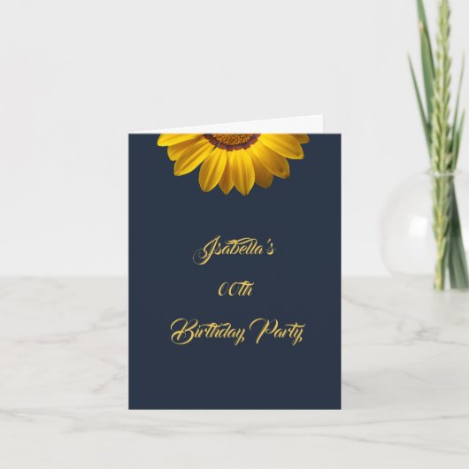 Gele bloemen op marineblauw achtergrondmonogram in (Voorkant)