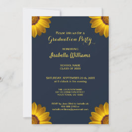 Gele bloemen op marineblauw achtergrondmonogram in kaart