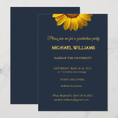 Gele bloemen op marineblauw achtergrondmonogram in kaart (Voorkant / Achterkant)