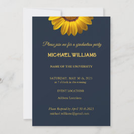 Gele bloemen op marineblauw achtergrondmonogram in kaart