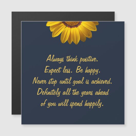 Gele bloemen op marineblauw achtergrondmonogram in magnetische uitnodiging (Voorkant / Achterkant)