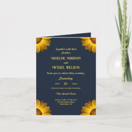 Gele bloemen op marineblauwe achtergrond Monogram 
