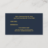 Gele bloemen op marineblauwe achtergrond Monogram Aanbevelingskaartje (Achterkant)