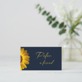 Gele bloemen op marineblauwe achtergrond Monogram Aanbevelingskaartje (Staand voorkant)