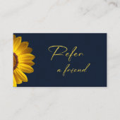 Gele bloemen op marineblauwe achtergrond Monogram Aanbevelingskaartje (Voorkant)