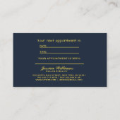 Gele bloemen op marineblauwe achtergrond Monogram Afsprakenkaartje (Achterkant)