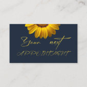 Gele bloemen op marineblauwe achtergrond Monogram Afsprakenkaartje (Voorkant)