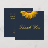 Gele bloemen op marineblauwe achtergrond Monogram Bedankkaart (Voorkant / Achterkant)