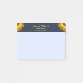 Gele bloemen op marineblauwe achtergrond Monogram Post-it® Notes (Voorkant)