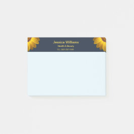 Gele bloemen op marineblauwe achtergrond Monogram Post-it® Notes