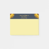 Gele bloemen op marineblauwe achtergrond Monogram Post-it® Notes (Voorkant)