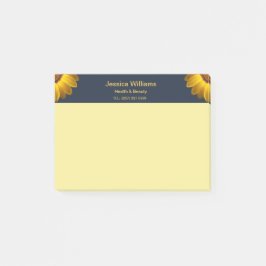 Gele bloemen op marineblauwe achtergrond Monogram Post-it® Notes